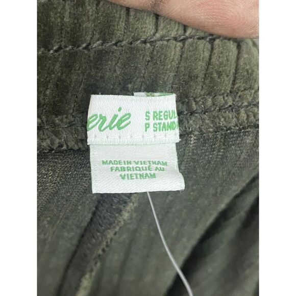 Aerie Groove-On‎ High Waisted Velour Pants Ribbed Flare Pull On Olive Daze Small - Picture 5 of 8